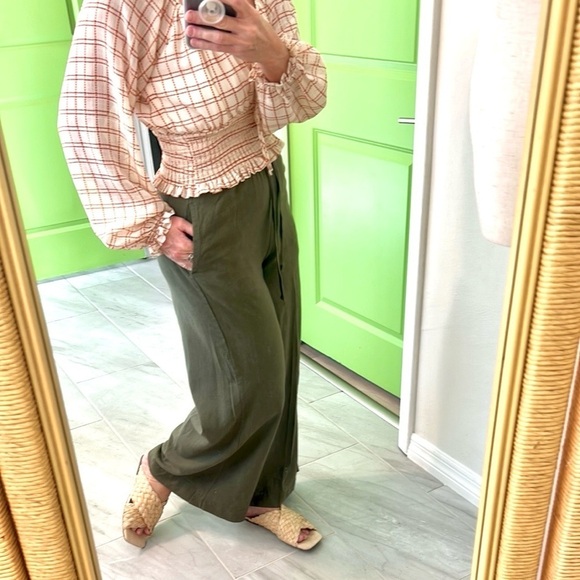 Max Studio, Sophisticated Rich Hunter Palazzo Pants, Drawstring Waist,Pockets,S - Picture 6 of 14